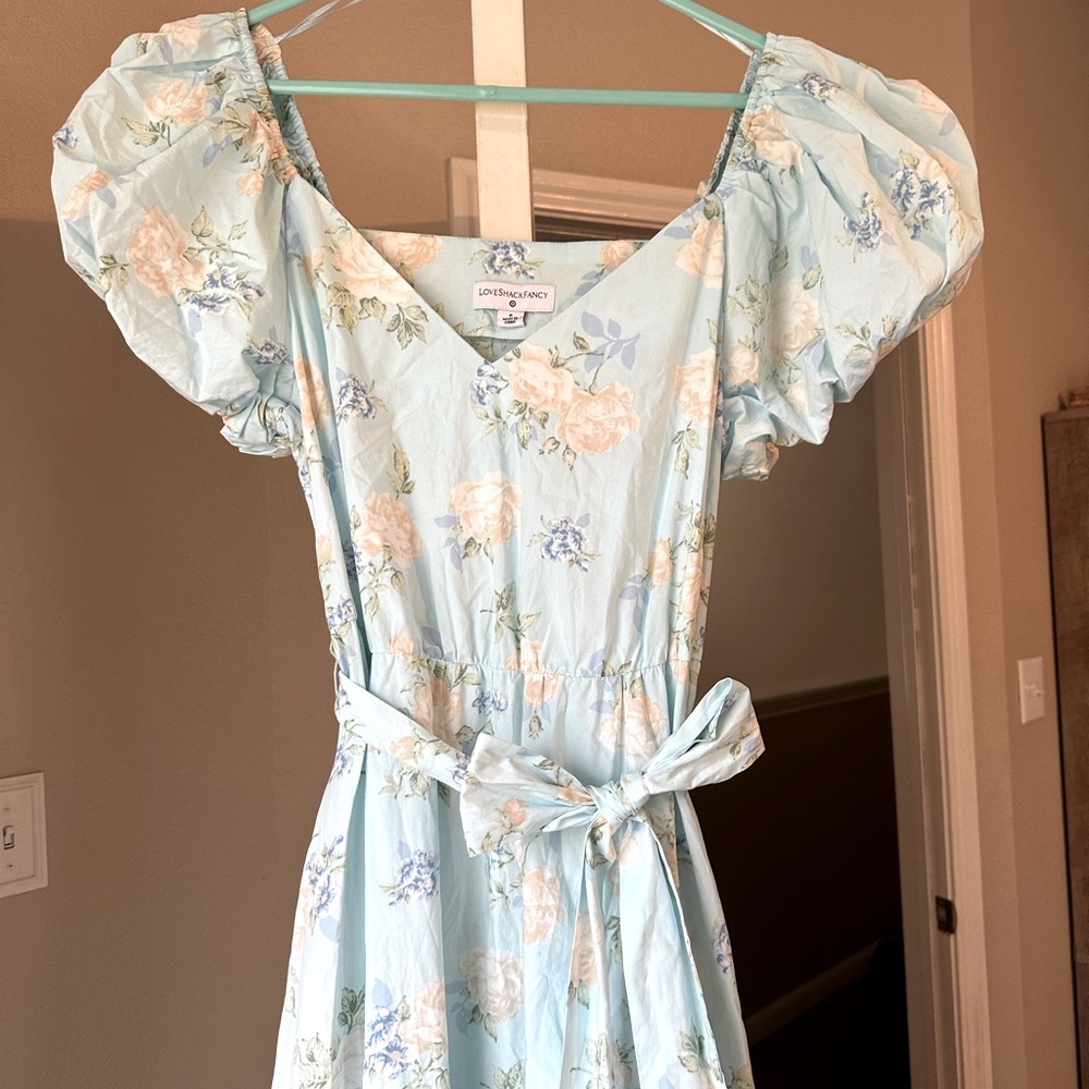 LoveShackFancy Estelle Target Blue Puff Dress